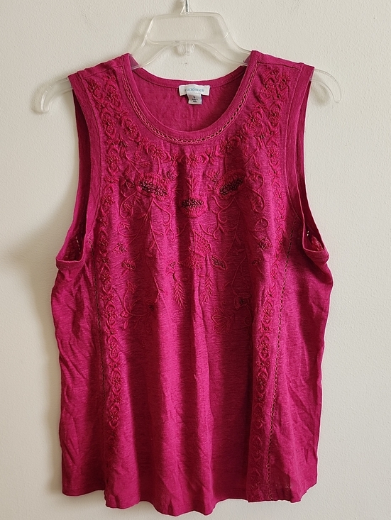 Sundance Tops - Sundance Embroidered Tank Top - Raspberry/Deep Pink